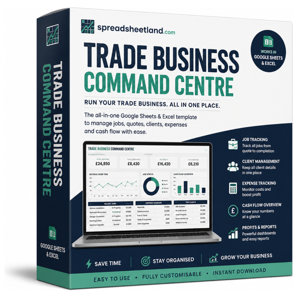 Trade Business Command Centre Spreadsheet box packaging