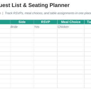 Wedding Guest List & Seating Planner