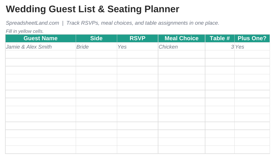 Wedding Guest List & Seating Planner