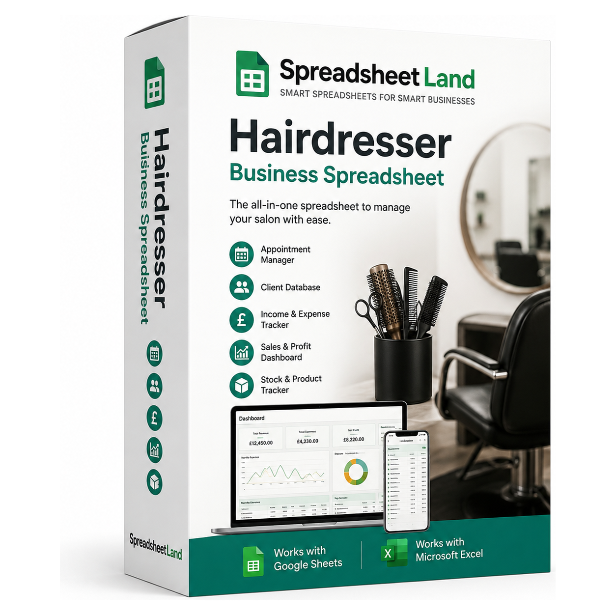 Hairdresser Salon Spreadsheet box packaging