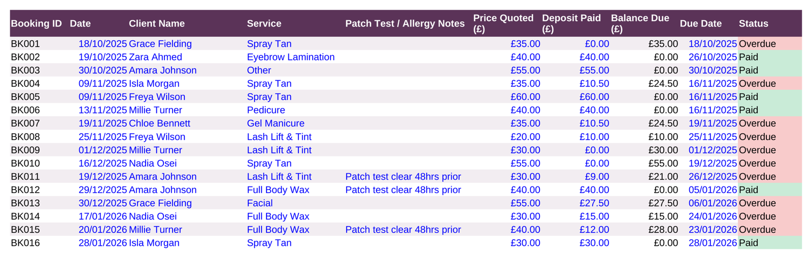 Beautician Studio Command Centre — All-in-One Booking, Invoicing & Accounts Spreadsheet - Image 2